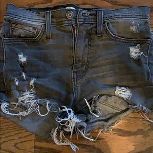 GREY RIPPED FLYING MONKEY JEAN SHORTS (A)